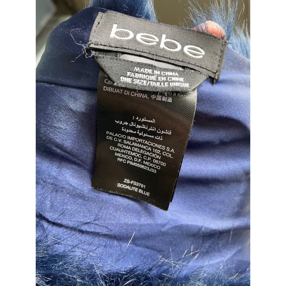 bebe Plush Faux Fur Sodalite Blue scarf lapel ZS-FS3791 LN - Picture 5 of 6
